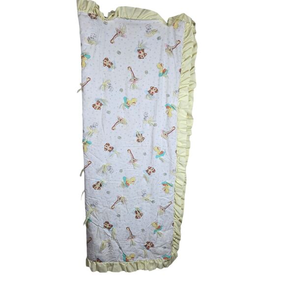 Suzy's Zoo Duck Giraffe Bear White Yellow Baby Crib Quilt Comforter Blanket - Picture 1 of 4